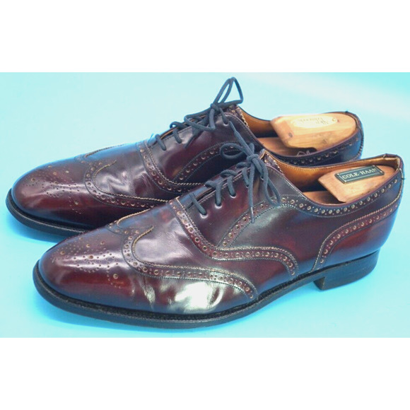 ROYAL TWEED BY CHEANEY OF ENGLAND BURGUNDY WING TIP LACE UP SHOES SIZE 10.5. main image 7